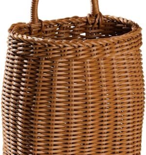 Wall Mounted Storage Basket - Woven Wall Hanging Decorative Flower Basket Organizer for Front Door, 9.63X6.09X4.32 in