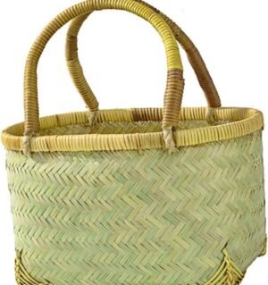 Woven Flower Basket Handmade Bamboo Hand Basket Fruit Vegetable Storage Festive Decor Random Color