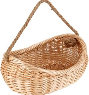 Wicker Woven Basket with Jute Rope Handle Garden Harvest Basket Wicker Storage Baskets for Picnic, Easter, Organizing, Gathering Vegetables, Large 17" x 12" x 5"