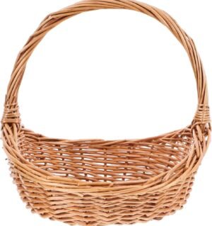 Flower Gathering Basket: Wicker Garden Basket Wicker Basket with Handle Hand Woven Harvest Basket Wicker Wedding Flower Basket Willow Basket for Storage, Picnics, Easter, Organizing
