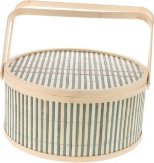 Woven Bamboo Basket for Picnic Camping Handmade Portable Storage Basket