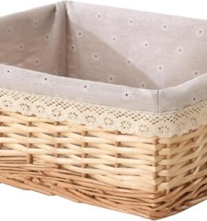 Handwoven Willow Storage Basket with Removable Cotton Liner – Fits 13’’ Cabinets, Eco-Friendly Organizer for Home Décor