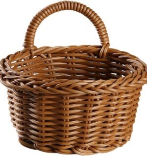 Imitation Rattan Wall-mounted Storage Basket for Kitchen Organizers Creative Hanging Basket for Onion Ginger Garlic Multi-function Decorative for Home and Garden