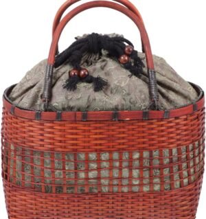 Bamboo Woven Bag Mini Instrument Book Storage Vintage Tea Basket Outdoor Picnic Accessory