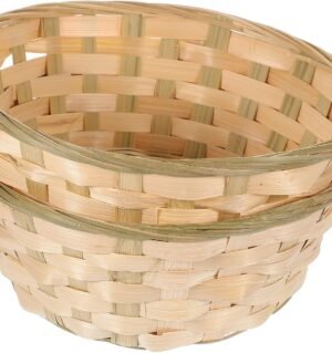 2pcs Hand Woven Basket Desktop Storage Basket - Bamboo Woven Fruit Basket Easter Storage Basket for Plant Hand Decor Home Party Tabletop Organize
