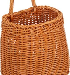 Imitation Rattan Flower Basket Willow Hand Woven Wall Basket Organizer Wicker Hanging Fruit Vegetable Basket Onion Basket Home Decoration