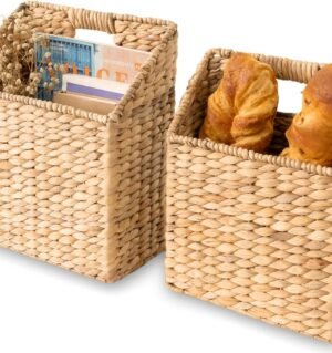 Wicker Hanging Storage Baskets, Set of 2 Hanging Wall Baskets, Hanging Baskets for Accessories and Organizing Files, Mail Baskets for Wall