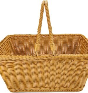 16"Poly Wicker storage Baskets,Handmade Woven Basket Harvest Basket Wicker Storage Basket for Picnic, Easter, Organizing, Gathering Vegetables(16" x 12") Brown