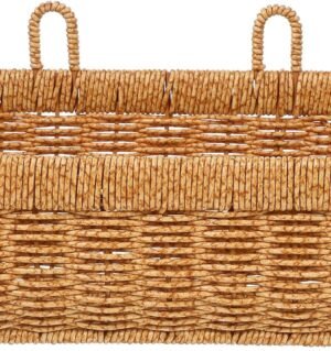 Wall Hanging Basket, Wicker Hanging Basket for Organizer, Decorative Wall Mount Storage Basket with Hook, for Potato, Onion, Fruits (12x10x28cm)
