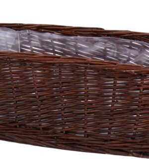 Handcrafted Wicker Planter, Flower Pot Cover, Plant Window Box, Plant Container, Natural Brown Unpeeled Willow, Long Rectangular