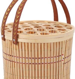 1pc Portable Egg Basket Pastoral Basket Basket Sundry Storage Basket Fruit Storage Basket Bamboo Basket Woven Egg Basket Handmade Basket Portable Storage Basket