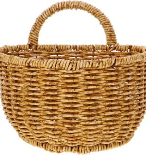 Hand Woven Storage Basket - Decorative Hanging Wall Basket for Organizing Household Sundries, Imitation Rattan Design, Small Wicker Basket - 18X18X15.5cm/7.07X7.07X6.1inch
