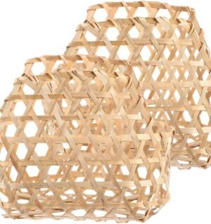 2 Pcs Handmade Bamboo Storage Basket for Fruit Vegetable Snacks Decorative Blanket Woven Baskets